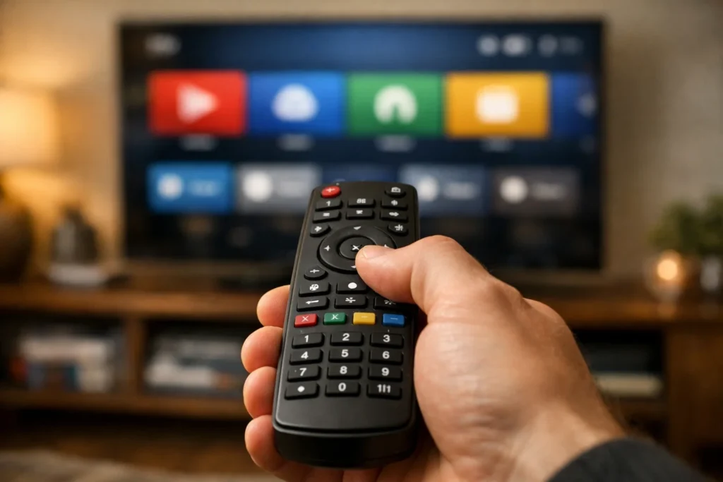 Smart TV mit Fernbedienung – IPTV Listen kaufen für Live TV, Filme und Serien